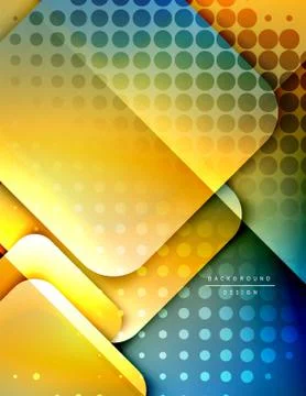 Rounded squares shapes composition geometric abstract background. 3D shadow Stock Illustration