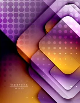 Rounded squares shapes composition geometric abstract background. 3D shadow 스톡 일러스트