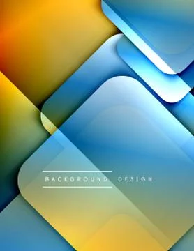 Rounded squares shapes composition geometric abstract background. 3D shadow Stock Illustration