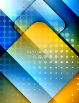 Rounded squares shapes composition geometric abstract background. 3D shadow Stock Illustration