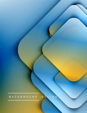 Rounded squares shapes composition geometric abstract background. 3D shadow Illustrazione stock