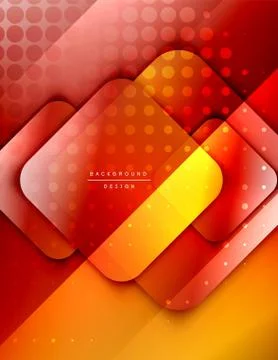 Rounded squares shapes composition geometric abstract background. 3D shadow Stock Illustration