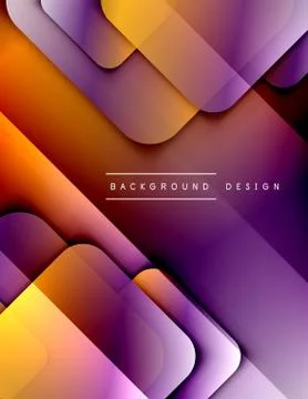 Rounded squares shapes composition geometric abstract background. 3D shadow Stock Illustration