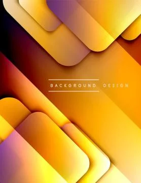 Rounded squares shapes composition geometric abstract background. 3D shadow Stock Illustration