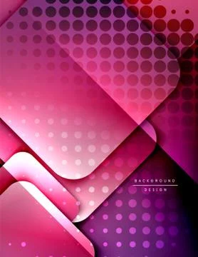 Rounded squares shapes composition geometric abstract background. 3D shadow Stock Illustration