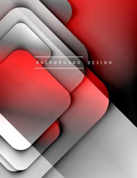 Rounded squares shapes composition geometric abstract background. 3D shadow Stock Illustration