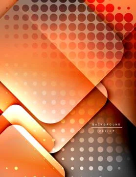Rounded squares shapes composition geometric abstract background. 3D shadow Stock Illustration