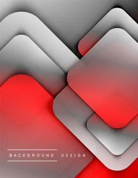 Rounded squares shapes composition geometric abstract background. 3D shadow Stock Illustration