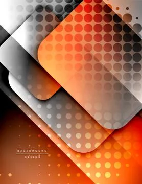 Rounded squares shapes composition geometric abstract background. 3D shadow Stock Illustration
