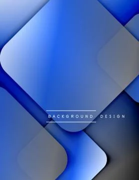 Rounded squares shapes composition geometric abstract background. 3D shadow Stock Illustration