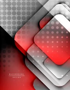 Rounded squares shapes composition geometric abstract background. 3D shadow Stock Illustration