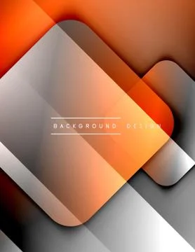 Rounded squares shapes composition geometric abstract background. 3D shadow Stock Illustration