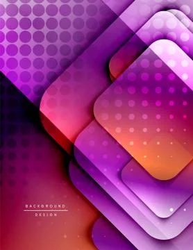 Rounded squares shapes composition geometric abstract background. 3D shadow Stock Illustration