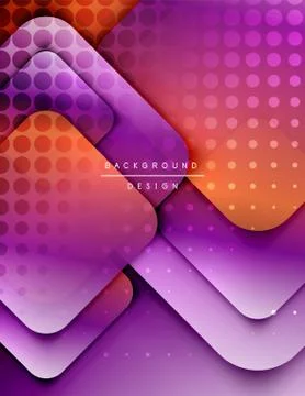 Rounded squares shapes composition geometric abstract background. 3D shadow Stock Illustration