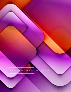 Rounded squares shapes composition geometric abstract background. 3D shadow Stock Illustration