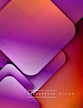 Rounded squares shapes composition geometric abstract background. 3D shadow Stock Illustration