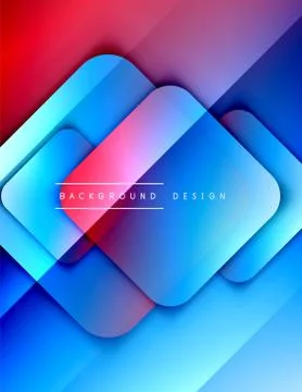 Rounded squares shapes composition geometric abstract background. 3D shadow Stock Illustration