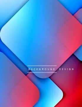 Rounded squares shapes composition geometric abstract background. 3D shadow Stock Illustration