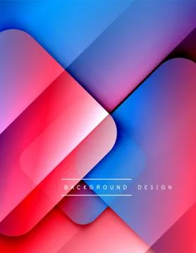 Rounded squares shapes composition geometric abstract background. 3D shadow Stock Illustration