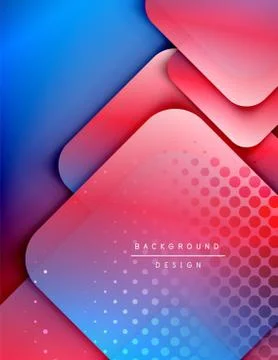 Rounded squares shapes composition geometric abstract background. 3D shadow Stock Illustration