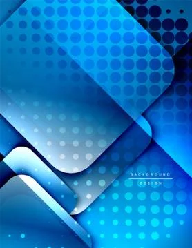 Rounded squares shapes composition geometric abstract background. 3D shadow Stock Illustration