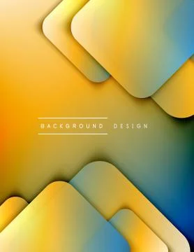 Rounded squares shapes composition geometric abstract background. 3D shadow Stock Illustration