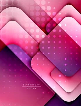 Rounded squares shapes composition geometric abstract background. 3D shadow Illustrazione stock