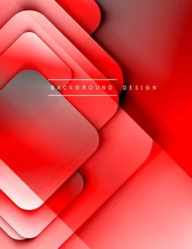 Rounded squares shapes composition geometric abstract background. 3D shadow Stock Illustration