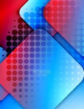 Rounded squares shapes composition geometric abstract background. 3D shadow Stock Illustration