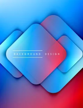 Rounded squares shapes composition geometric abstract background. 3D shadow Stock Illustration