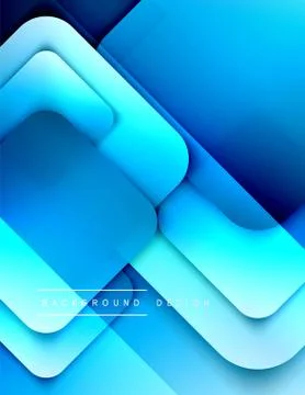 Rounded squares shapes composition geometric abstract background. 3D shadow Stock Illustration