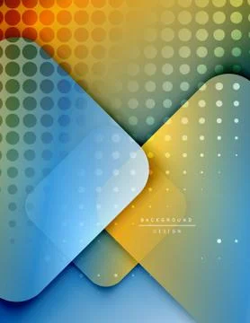 Rounded squares shapes composition geometric abstract background. 3D shadow Stock Illustration
