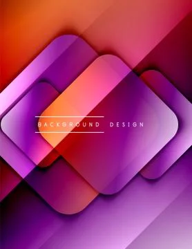 Rounded squares shapes composition geometric abstract background. 3D shadow Illustrazione stock
