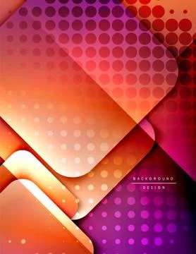 Rounded squares shapes composition geometric abstract background. 3D shadow Illustrazione stock
