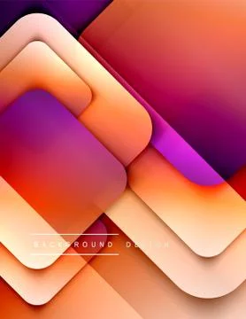 Rounded squares shapes composition geometric abstract background. 3D shadow Illustrazione stock