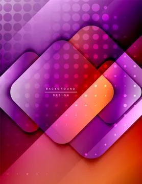 Rounded squares shapes composition geometric abstract background. 3D shadow Illustrazione stock