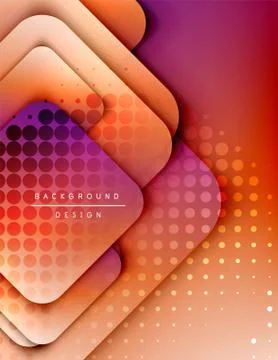 Rounded squares shapes composition geometric abstract background. 3D shadow Illustrazione stock