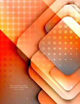 Rounded squares shapes composition geometric abstract background. 3D shadow Stock Illustration