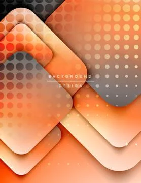 Rounded squares shapes composition geometric abstract background. 3D shadow Stock Illustration
