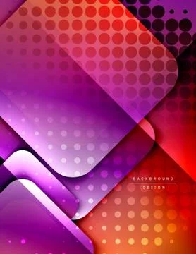 Rounded squares shapes composition geometric abstract background. 3D shadow Stock Illustration