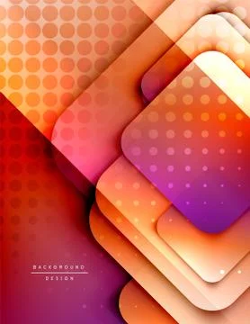 Rounded squares shapes composition geometric abstract background. 3D shadow Stock Illustration