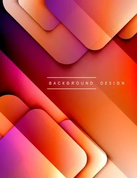 Rounded squares shapes composition geometric abstract background. 3D shadow Stock Illustration