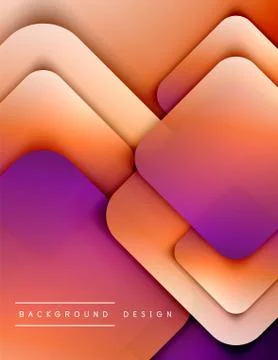 Rounded squares shapes composition geometric abstract background. 3D shadow Illustrazione stock