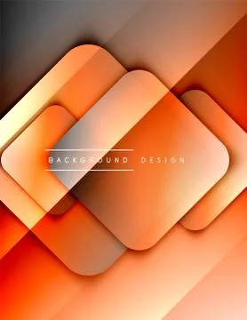 Rounded squares shapes composition geometric abstract background. 3D shadow Stock Illustration