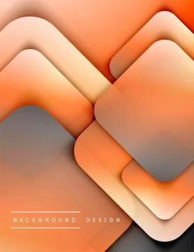 Rounded squares shapes composition geometric abstract background. 3D shadow Stock Illustration