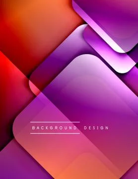 Rounded squares shapes composition geometric abstract background. 3D shadow Illustrazione stock