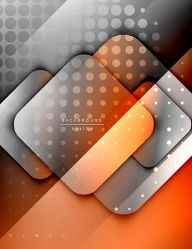 Rounded squares shapes composition geometric abstract background. 3D shadow Stock Illustration