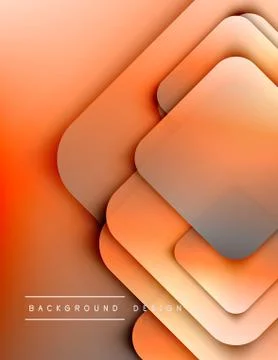 Rounded squares shapes composition geometric abstract background. 3D shadow Stock Illustration