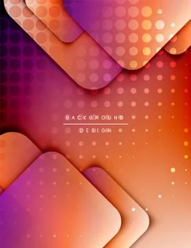 Rounded squares shapes composition geometric abstract background. 3D shadow Stock Illustration