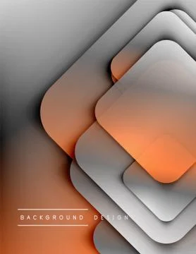 Rounded squares shapes composition geometric abstract background. 3D shadow Stock Illustration